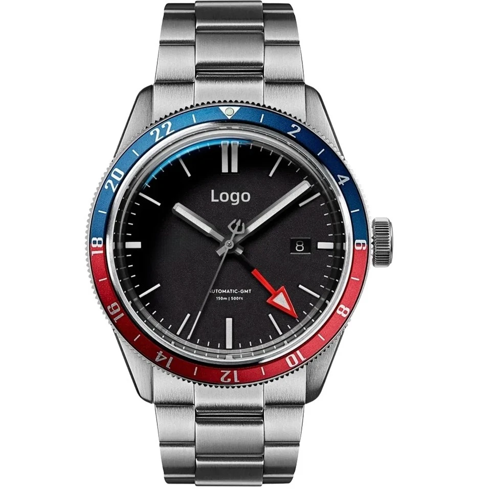 Klasična moška luksuzna ura GMT s keramičnim okvirjem po meri